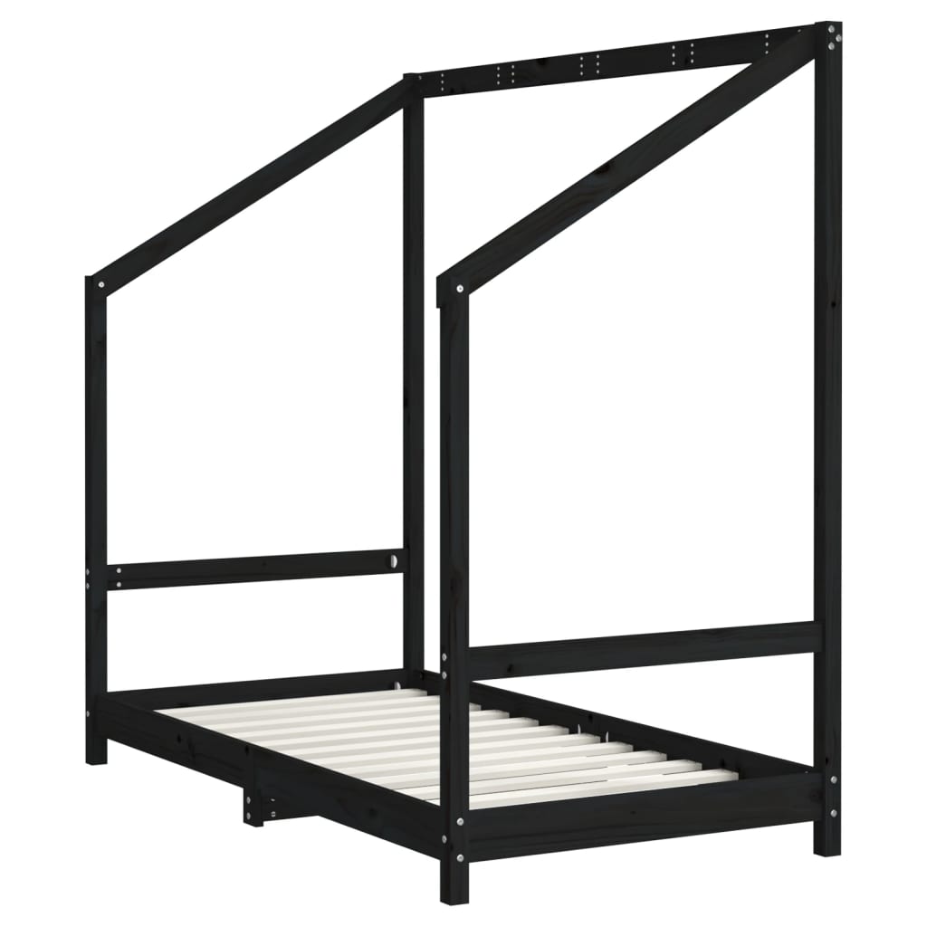 Vidaxl estructura de cama para niños madera de pino negro 80x160 cm