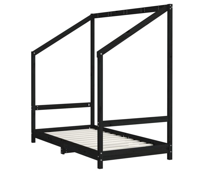 Vidaxl estructura de cama para niños madera de pino negro 80x160 cm