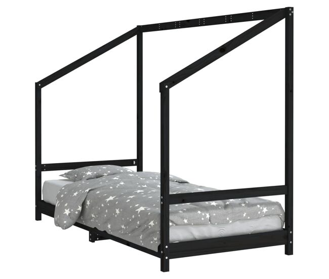 Vidaxl estructura de cama para niños madera de pino negro 90x190 cm