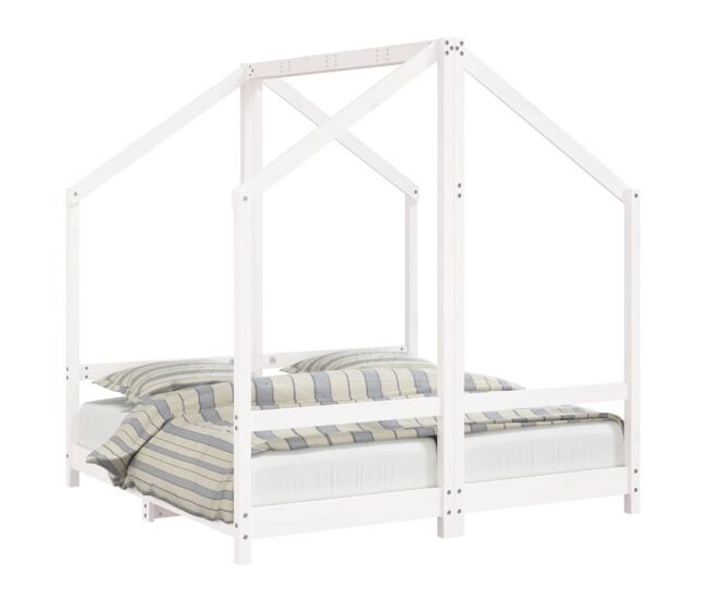 Vidaxl estructura de cama para niños madera de pino blanco 2x(70x140)