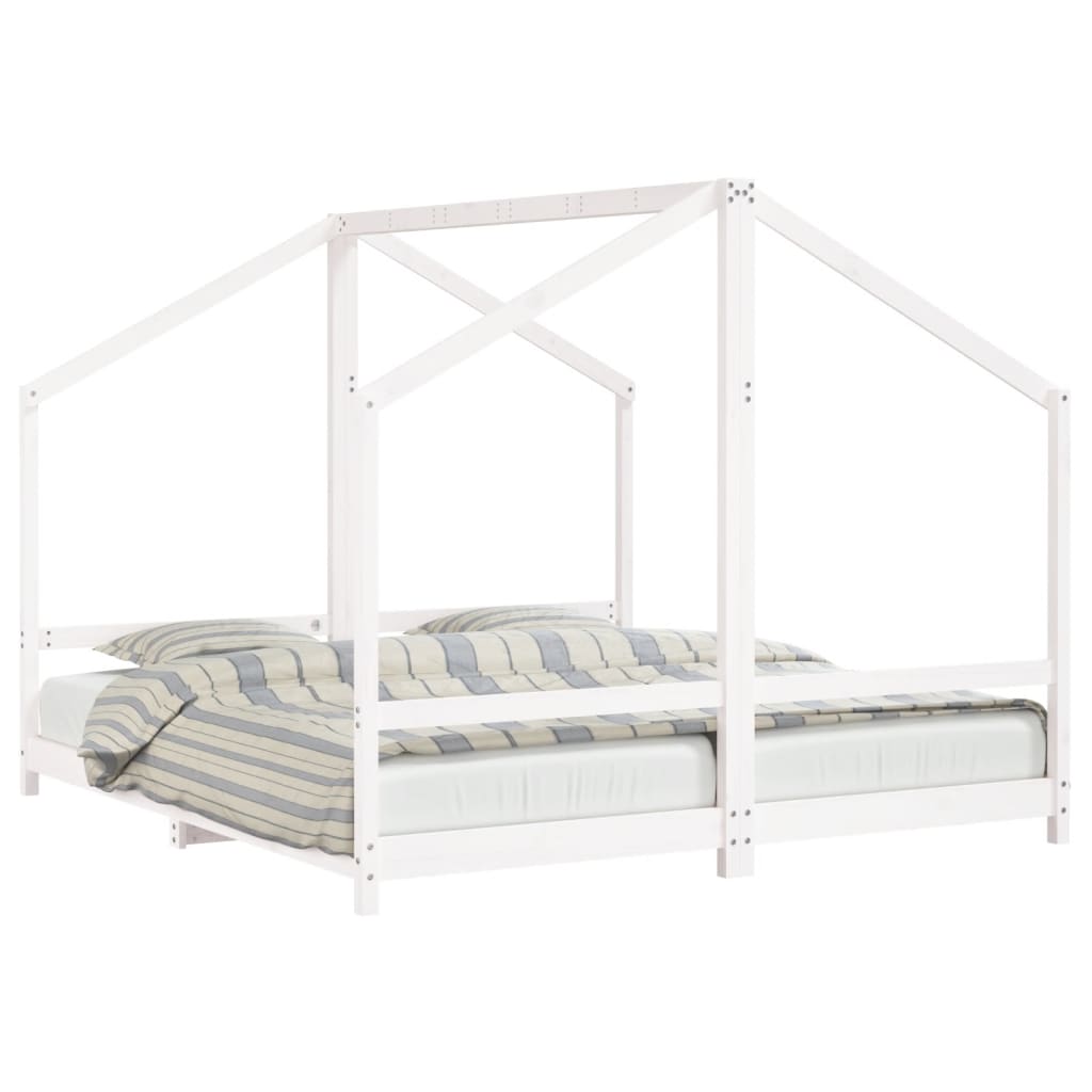 Vidaxl estructura de cama para niños madera pino blanco 2x(90x200) cm