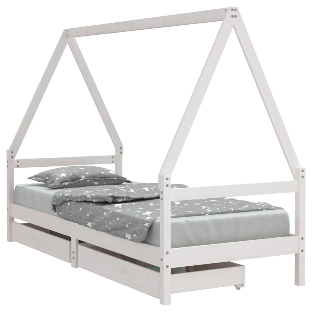 Vidaxl estructura cama niños con cajones madera pino blanco 80x200 cm