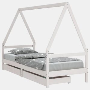 vidaXL Estrutura cama infantil c gavetas 80x200cm pinho maciço branco