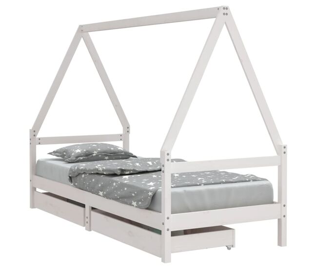 Vidaxl estructura cama niños con cajones madera pino blanco 80x200 cm