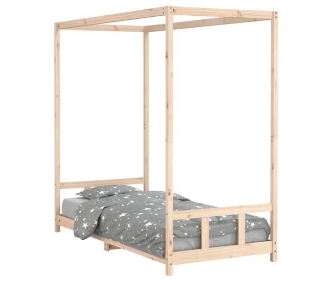 Vidaxl estructura de cama para niños madera maciza de pino 90x200 cm