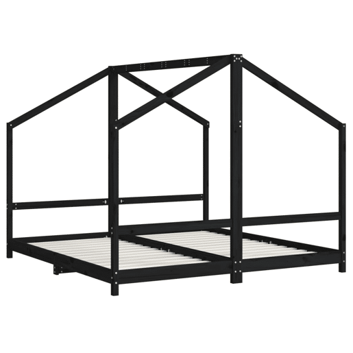 vidaXL Estrutura de cama infantil 2x(90x190) cm pinho maciço preto vidaXL Estrutura de cama infantil 2x(90x190) cm pinho maciço preto