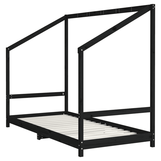 vidaXL Estrutura de cama infantil 2x(90x190) cm pinho maciço preto vidaXL Estrutura de cama infantil 2x(90x190) cm pinho maciço preto