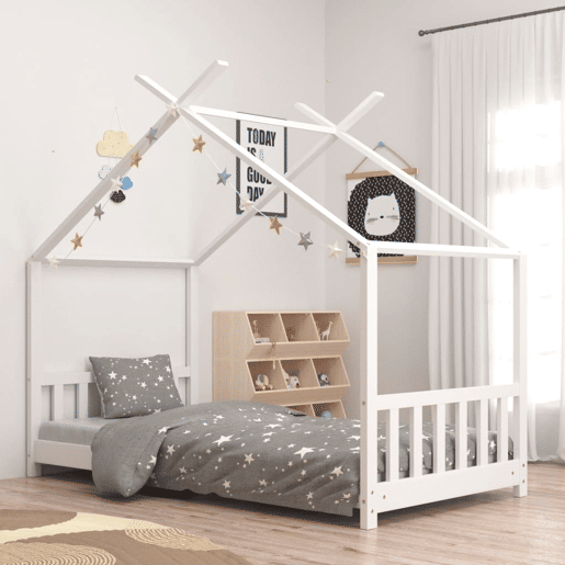 vidaXL Estrutura de cama para crianças 70x140 cm pinho maciço branco