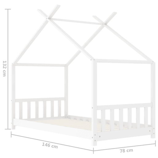 vidaXL Estrutura de cama para crianças 70x140 cm pinho maciço branco