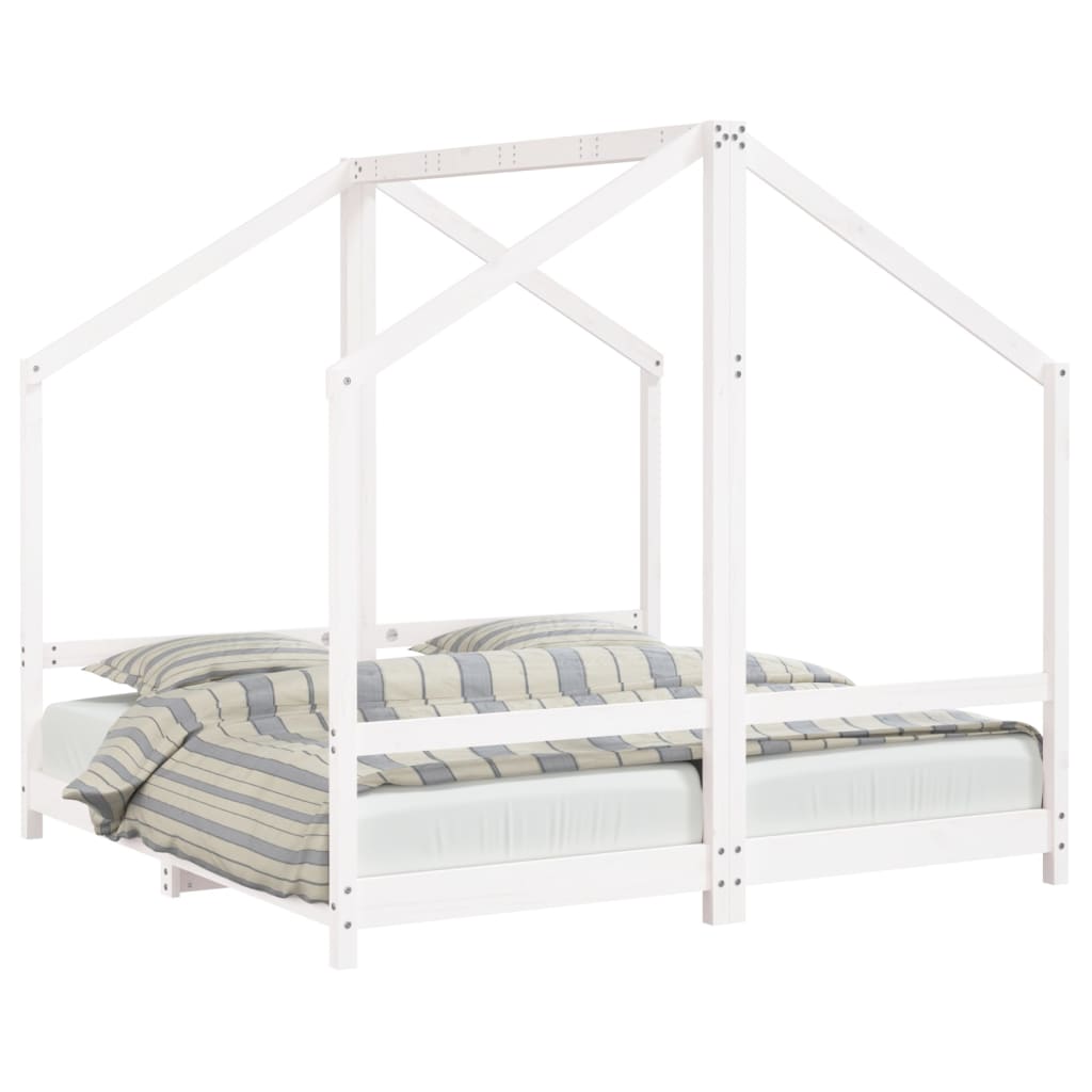 Vidaxl estructura de cama de niños madera de pino blanco 2x(80x160) cm