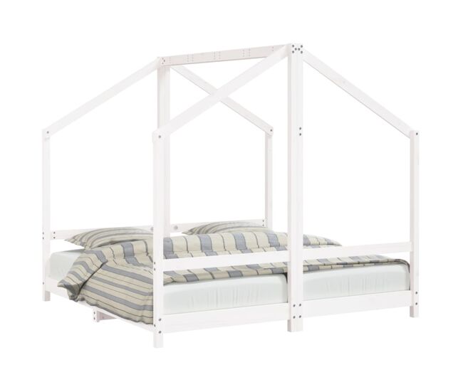 Vidaxl estructura de cama de niños madera de pino blanco 2x(80x160) cm