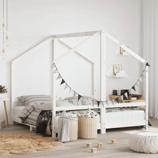 vidaXL Estrutura de cama infantil 2x(80x160) cm pinho maciço branco vidaXL Estrutura de cama infantil 2x(80x160) cm pinho maciço branco