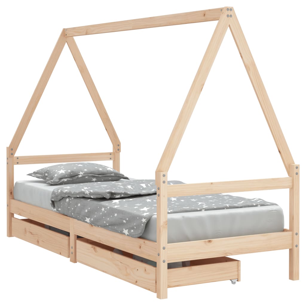 Vidaxl estructura de cama infantil con cajones madera pino 90x190 cm