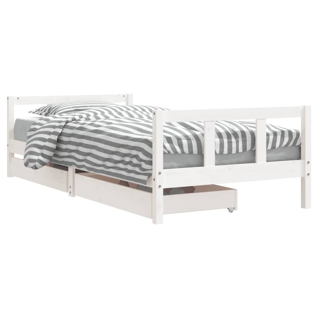 Vidaxl estructura cama niños con cajones madera pino blanco 90x200 cm