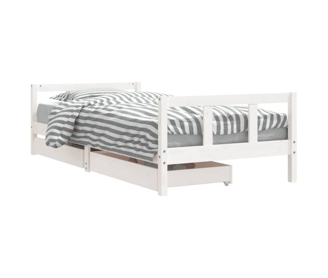 Vidaxl estructura cama niños con cajones madera pino blanco 90x200 cm