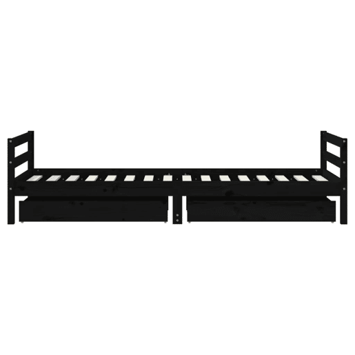vidaXL Estrutura cama infantil c gavetas 90x200 cm pinho maciço preto