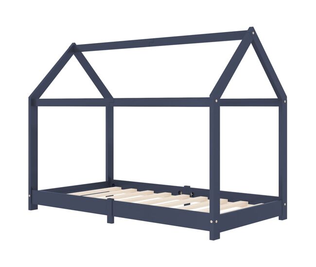 Vidaxl estructura de cama infantil madera maciza pino gris 80x160 cm
