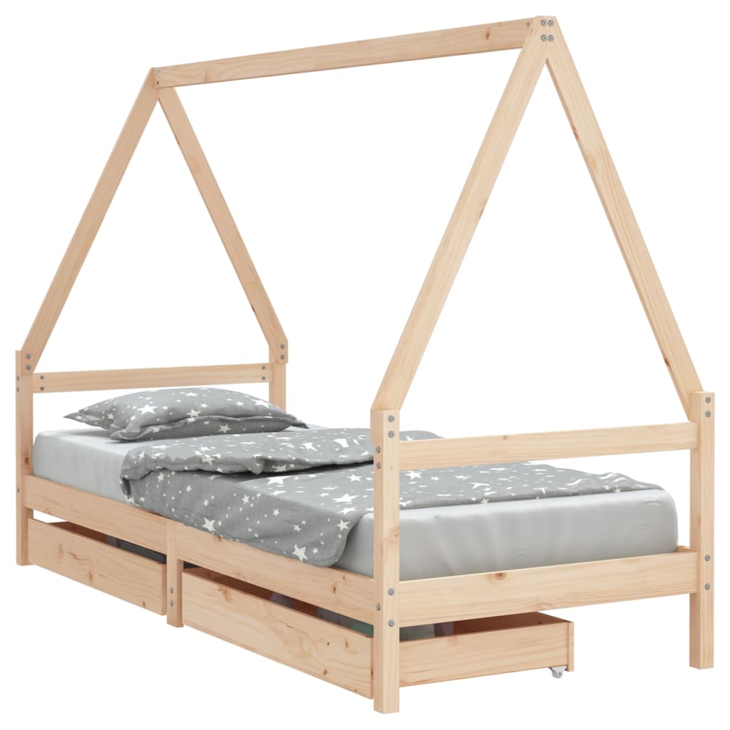 Vidaxl estructura de cama para niños con cajones madera pino 80x200 cm