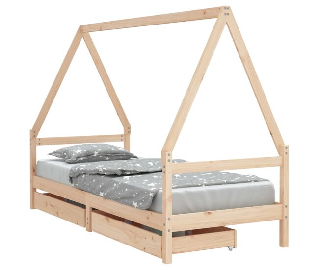 Vidaxl estructura de cama para niños con cajones madera pino 80x200 cm