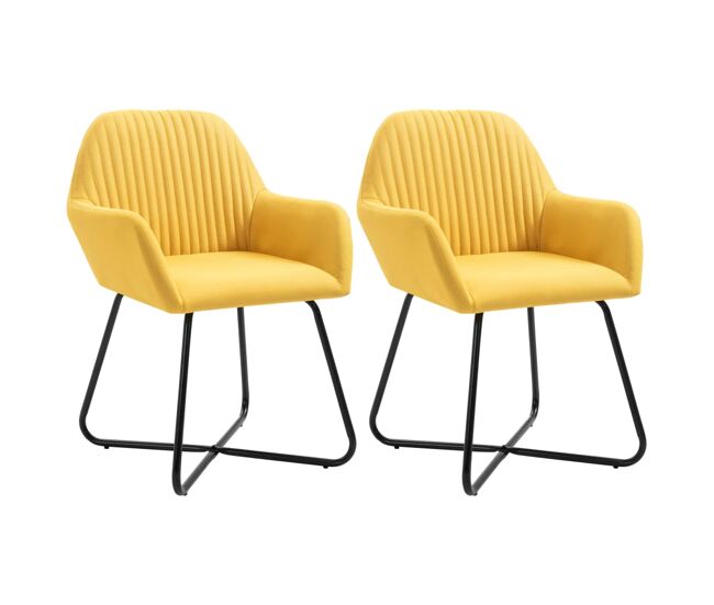 Vidaxl sillas de comedor 2 unidades tela amarillo