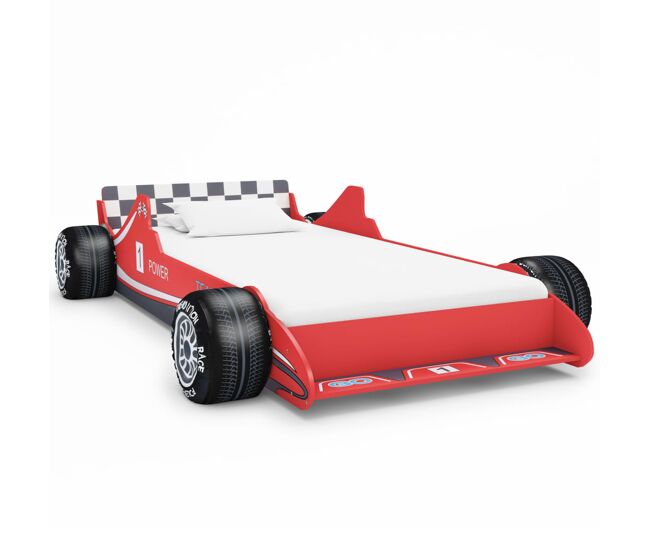 Vidaxl cama con forma de coche de carreras para niños 90x200 cm roja