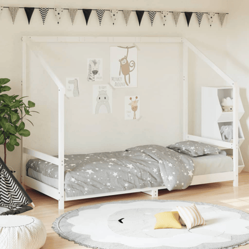vidaXL Estrutura de cama infantil 90x190 cm pinho maciço branco