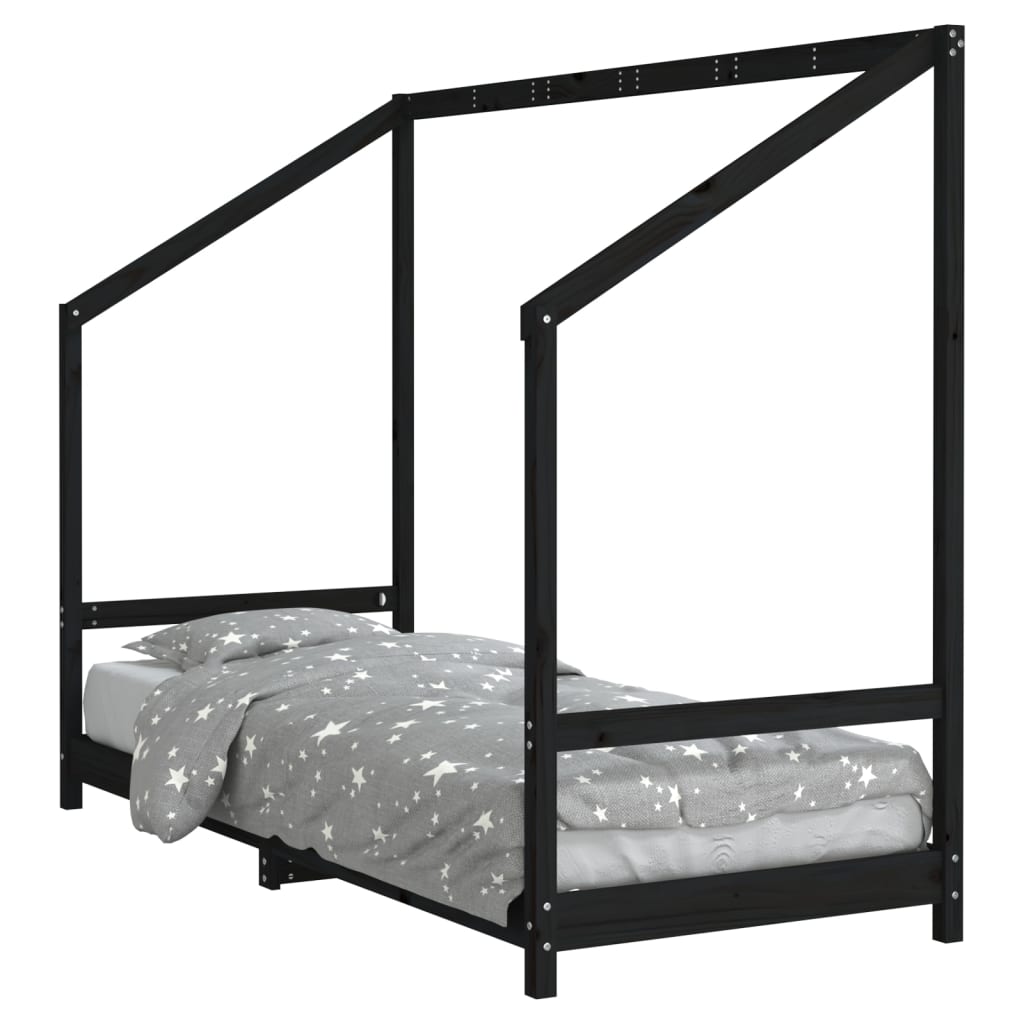 Vidaxl estructura de cama para niños madera de pino negro 80x200 cm