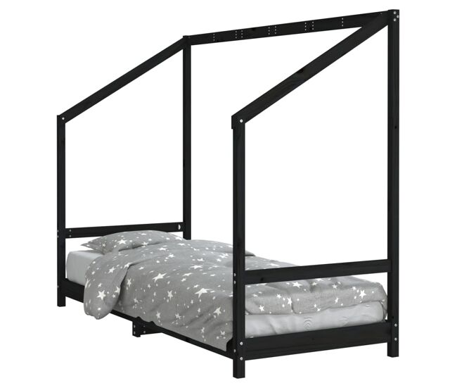 Vidaxl estructura de cama para niños madera de pino negro 80x200 cm