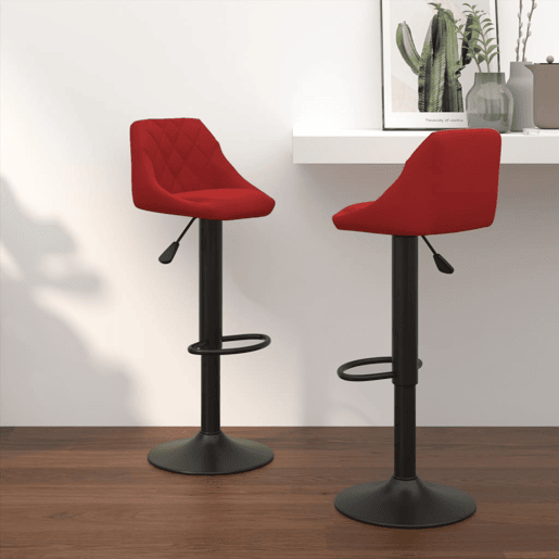 vidaXL Bancos de bar 2 pcs veludo vermelho tinto