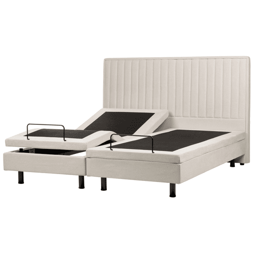 Cama ajustável Tecido DUKE II 180 x 200 cm Creme claro