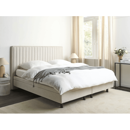 Cama ajustável Tecido DUKE II 180 x 200 cm Creme claro