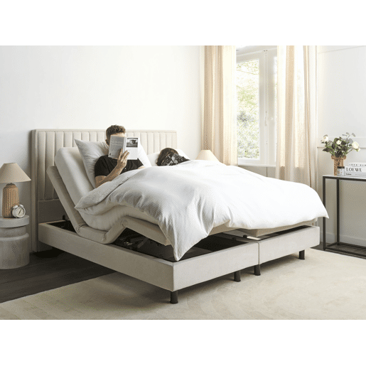 Cama ajustável Tecido DUKE II 180 x 200 cm Creme claro