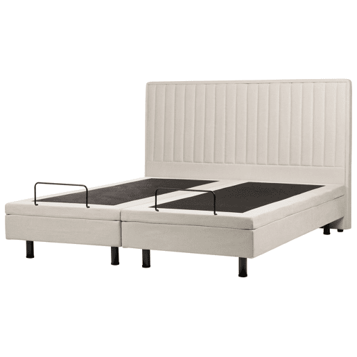 Cama ajustável Tecido DUKE II 180 x 200 cm Creme claro