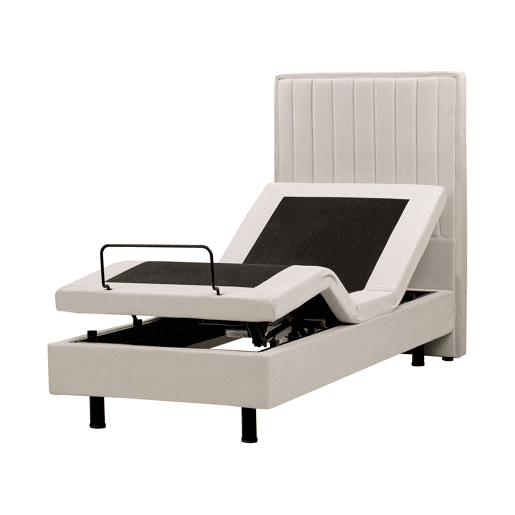 Cama ajustável Tecido DUKE II 80 x 200 cm Creme claro
