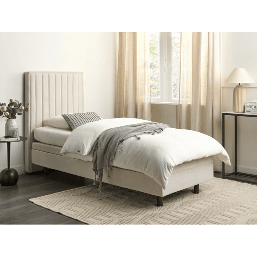 Cama ajustável Tecido DUKE II 80 x 200 cm Creme claro