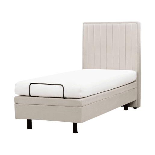 Cama ajustável Tecido DUKE II 80 x 200 cm Creme claro