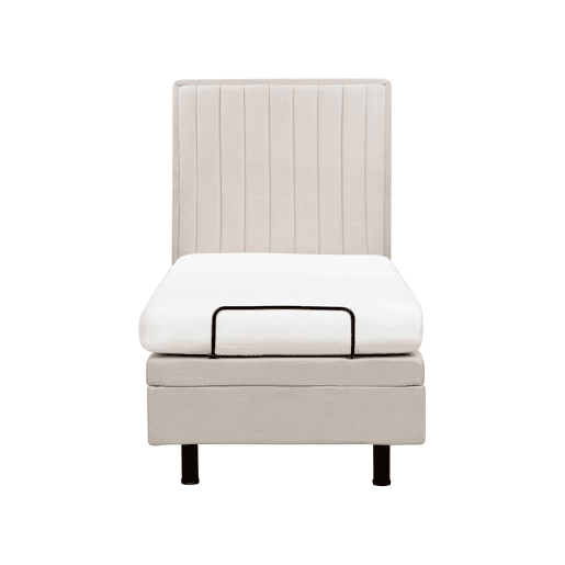 Cama ajustável Tecido DUKE II 80 x 200 cm Creme claro