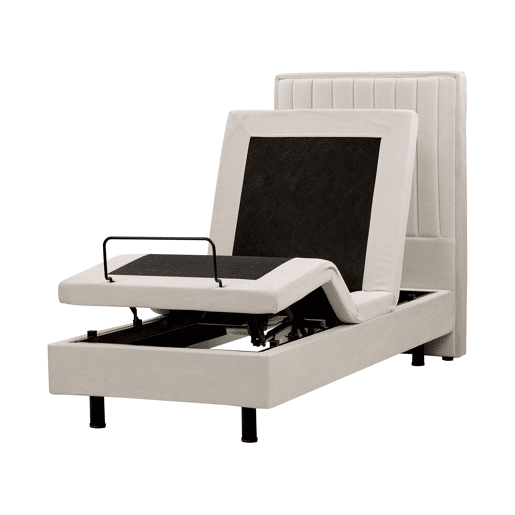 Cama ajustável Tecido DUKE II 80 x 200 cm Creme claro