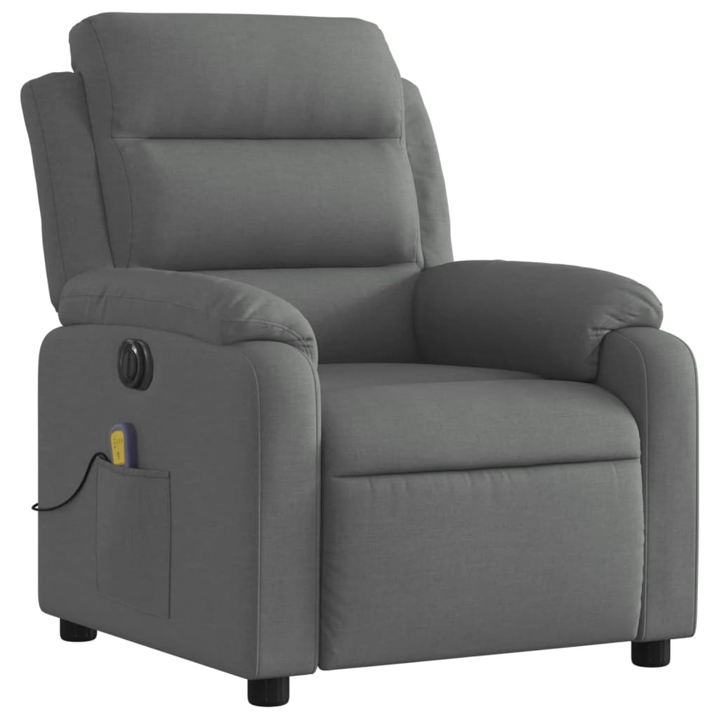 Vidaxl sillón reclinable de masaje eléctrico tela gris oscuro