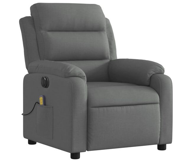 Vidaxl sillón reclinable de masaje eléctrico tela gris oscuro