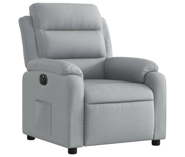 Vidaxl sillón reclinable eléctrico tela gris claro