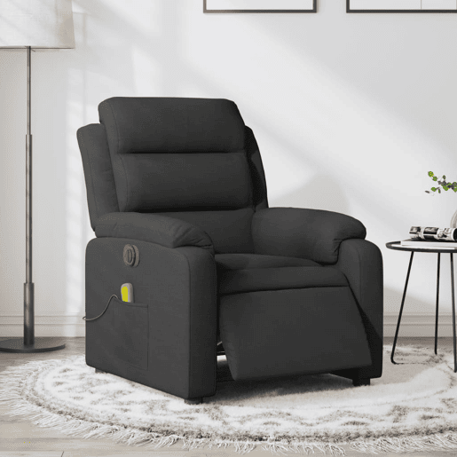 vidaXL Poltrona reclinável de massagens elétrica tecido preto