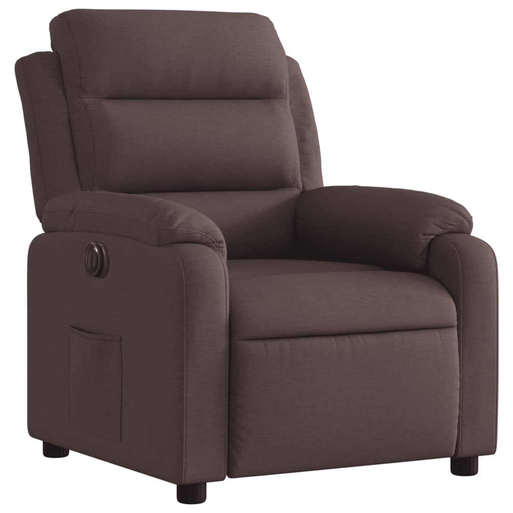 Vidaxl sillón reclinable eléctrico tela marrón oscuro