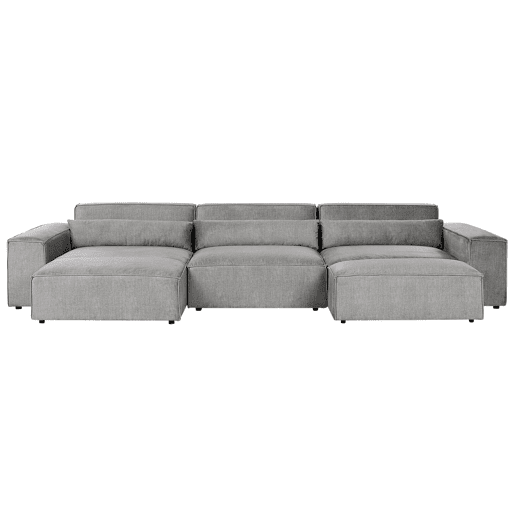Sofá de canto modular HELLNAR Tecido Cinzento com repousa-pés 3 lugares à direita
