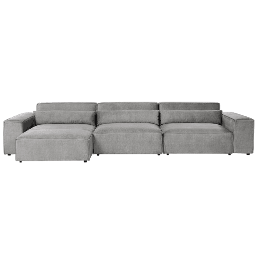 Sofá de canto modular HELLNAR Tecido Cinzento com repousa-pés 3 lugares à direita