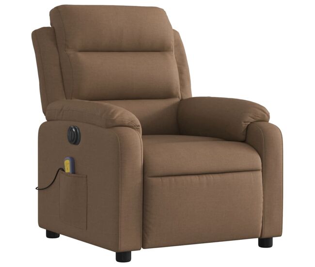 Vidaxl sillón reclinable de masaje eléctrico tela marrón