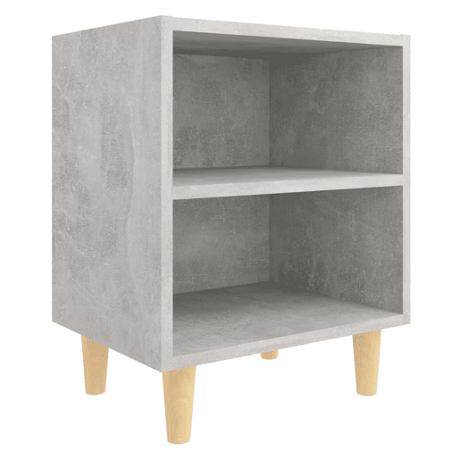 vidaXL Mesa cabeceira pernas madeira maciça 40x30x50cm cinzento cimen. vidaXL Mesa cabeceira pernas madeira maciça 40x30x50cm cinzento cimen.