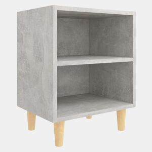 vidaXL Mesa cabeceira pernas madeira maciça 40x30x50cm cinzento cimen.