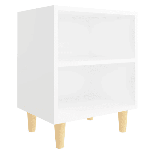 vidaXL Mesa de cabeceira c pernas em madeira maciça 40x30x50cm branco