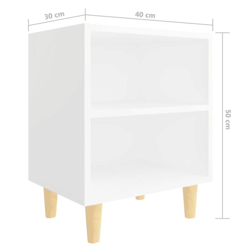 vidaXL Mesa de cabeceira c pernas em madeira maciça 40x30x50cm branco
